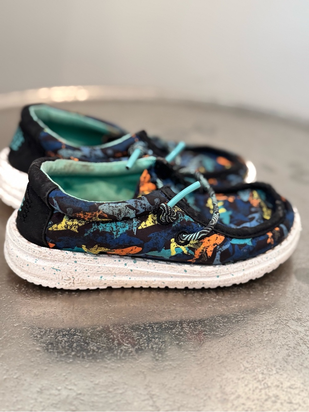 Hey Dude Kids Wally Slip-On Shoes – Colorful Dinosaur Print
